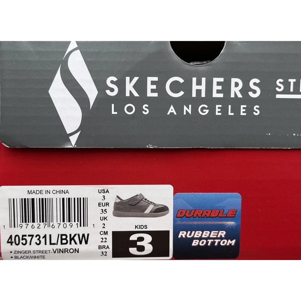 Skechers Zinger‎ Street Youth Boys Athletic Slip-on Shoes Size 3 Black White